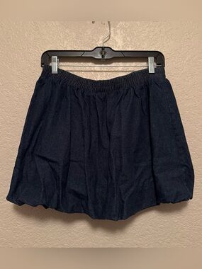 Women's Dark Denim Mini Bubble Skirt
